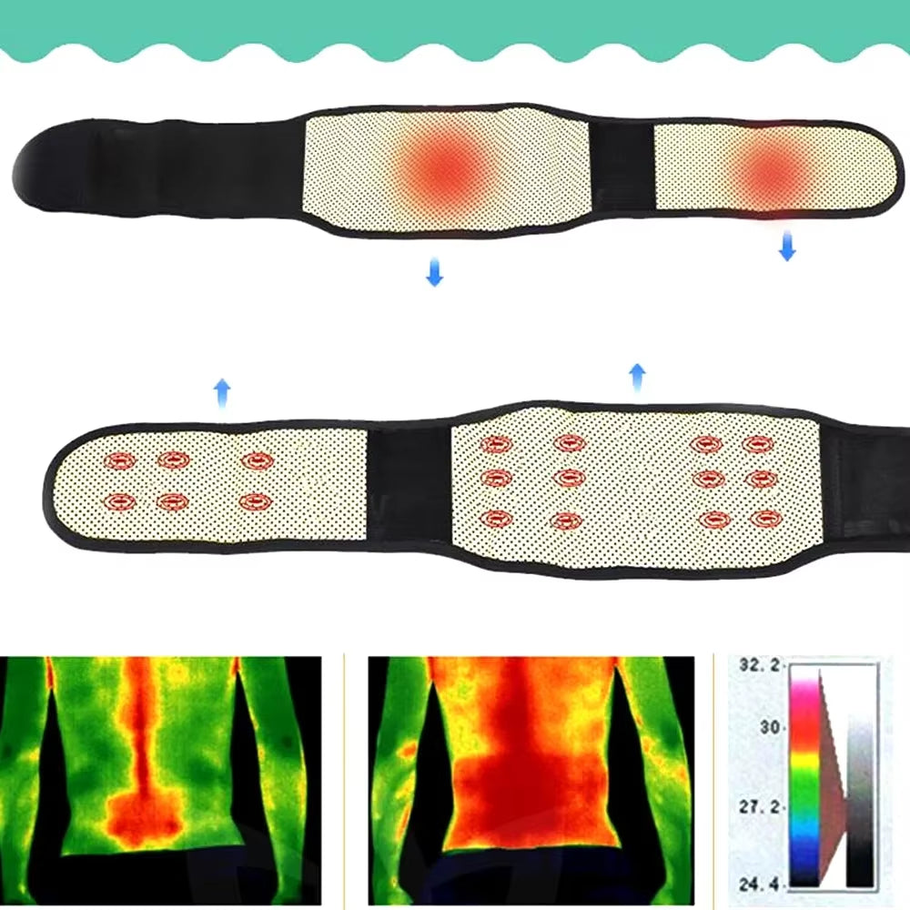 M - 4XL Adjustable Tourmaline Self Heating Magnetic Therapy Back Waist Support Belt Lumbar Brace Massage Band Health Care