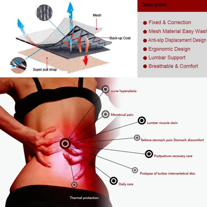 M - 4XL Adjustable Tourmaline Self Heating Magnetic Therapy Back Waist Support Belt Lumbar Brace Massage Band Health Care